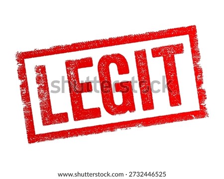 Legit rubber stamp graphic with a distressed ink texture. This professional seal signifies authenticity, verification, and legal approval for business documents, quality checks, and products