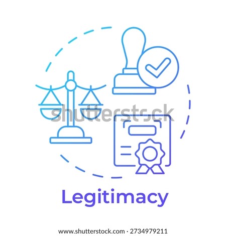 Legitimacy blue gradient concept icon. Legal compliance. Verification document, governance regulation. Round shape line illustration. Abstract idea. Graphic design. Easy to use in booklet, article