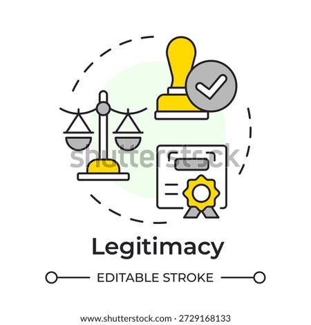 Legitimacy multi color concept icon. Legal compliance. Verification document, governance regulation. Round shape line illustration. Abstract idea. Graphic design. Easy to use in booklet, article