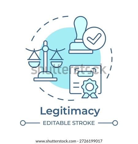 Legitimacy soft blue concept icon. Legal compliance. Verification document, governance regulation. Round shape line illustration. Abstract idea. Graphic design. Easy to use in booklet, article