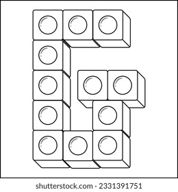 Lego Alphabet English letter G blocks in sketch stroke modern style drawing