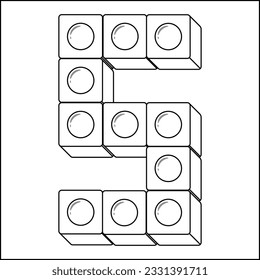Lego Alphabet English letter S blocks in sketch stroke modern style drawing
