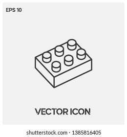 Lego.Toy Constructor.Brick Block Or Piece Line Art Vector Icon Illustration For Toy Apps And Website. Premium Quality.
