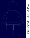 Lego figure is shown in a blue background. The lego figure is a person, and the background is a dark blue color