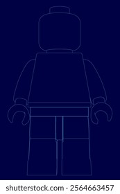 Lego figure is shown in a blue background. The lego figure is a person, and the background is a dark blue color