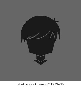 Lego Head Man Logo Vector Illustration  With Hair For Identity, Barber shop, Product, Web Icon, etc 