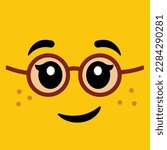 Lego minifigure yellow head yellowhead with glasses freckles and a smile face emoji	