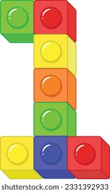 Lego Number 1 in colorful blocks drawing
