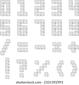Lego Numbers and Symbols in sketch blocks drawing pack set