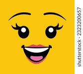 Lego yellowhead minifigure girl with eyelashes having a fit of laughter