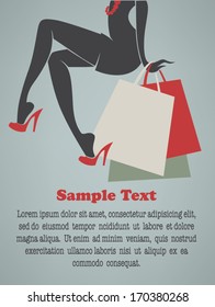 legs and bags, vector image of your  shopping background