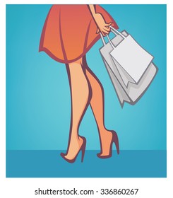 legs and bags, vector shopping and fashion background