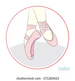 Legs in ballet shoes. Vector illustration.