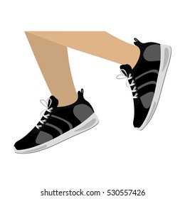 legs with black Fitness sneakers design icon