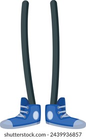 Piernas en zapatillas azules. Gracioso pie masculino cómico