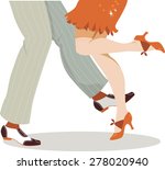 Legs of couple in 1920s clothes and footwear dancing the Charleston, vector illustration, no transparencies, EPS 8