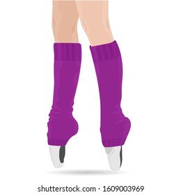 Legs of a girl in leggings and pointe shoes. Vector art