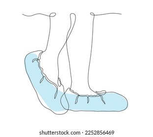 legs in hospital shoe covers  hand  drawn shoe covers  continuous mono line  one line art  contour drawing