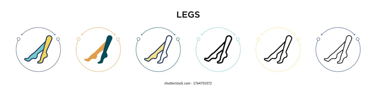 Legs icon in filled, thin line, outline and stroke style. Vector illustration of two colored and black legs vector icons designs can be used for mobile, ui, web