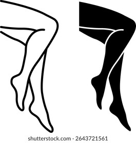 Legs Icons. Black and White Vector Illustration. Human Lower Limbs, Toes, Foot. Human Body Part. Concept Anatomy