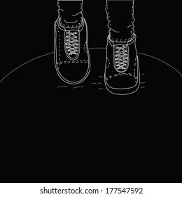 Legs in jeans and sneakers 