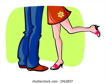 Legs of a kissing couple