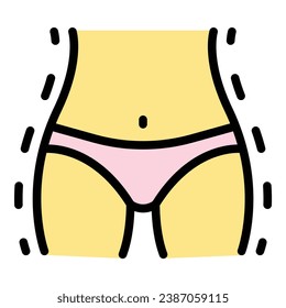 Beine Liposuktion Symbol Umrandung Vektorgrafik. Nach Frau. Schönheitsflache