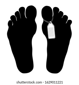 Legs are marked by death. The corpse in the morgue. Flat vector illustration isolated on white background. The tag on the corpse icon can be used for the web and mobile web applications. Vector
