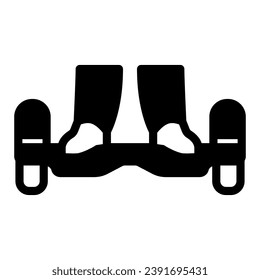 Legs on a gyroboard solid icon, electric transport concept, feet on gyroscooter vector sign on white background, glyph style icon for mobile concept and web design. Vector graphics