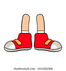 Legs with Shoes cartoon child sport boots isolated on white background
