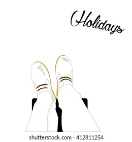 Legs with shoes. Vector illustration.