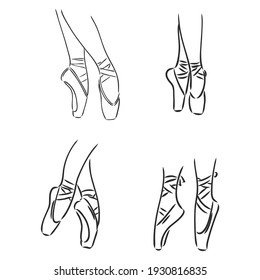 Legs and shoes of a young ballerina. Vector Image
