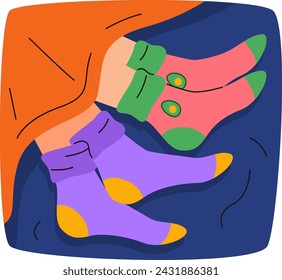 Ilustración vectorial de piernas bajo manta