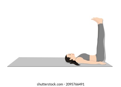 Legs up the Wall Pose, Inverted Pose. Beautiful girl practice Viparita Karani. Young attractive woman practicing yoga exercise. working out, black wearing sportswear, grey pants and top