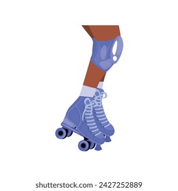 Legs of young roller skating woman on white background