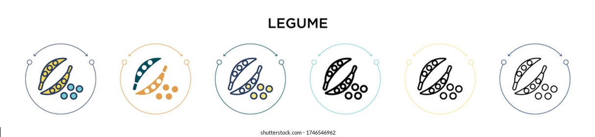 Legume icon in filled, thin line, outline and stroke style. Vector illustration of two colored and black legume vector icons designs can be used for mobile, ui, web