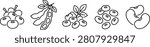 Legume line art icon set soybean edamame mung adzuki lima beans outline vector
