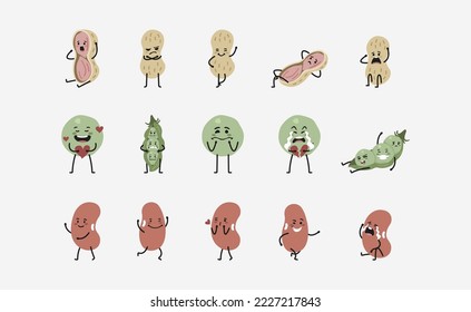Caracteres de Legumes en diseño plano