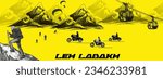 Leh ladakh beautiful vector illustration 
