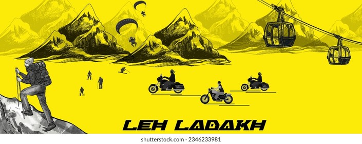 Leh ladakh beautiful vector illustration 

