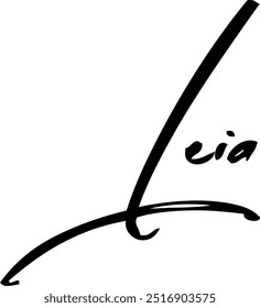 Leia Name Of Baby Girl Cursive Typography Hand Written Brush Text