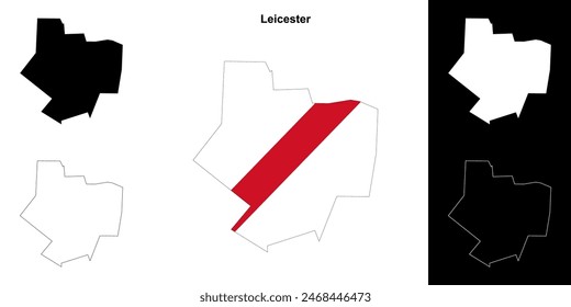 Leicester blank outline map set