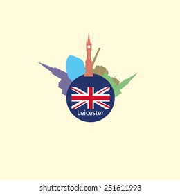 Leicester, England skyline. Detailed silhouette. Vector illustra