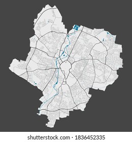 Leicester map. Detailed map of Leicester city administrative area. Cityscape panorama. Royalty free vector illustration. Outline map with highways, streets, rivers. Tourist decorative street map.