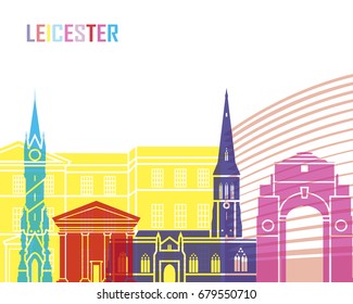 Leicester skyline pop in editable vector file