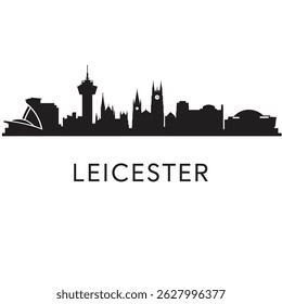 Leicester Skyline Silhouette with Cityscape Vector.