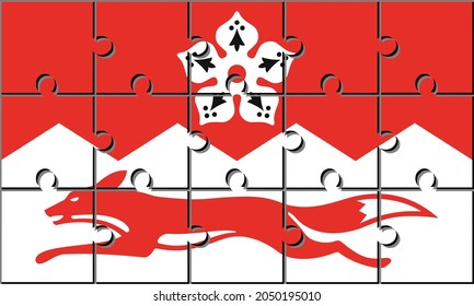 Leicestershire flag made with jigsaw puzzle pieces. proportion 3:5
