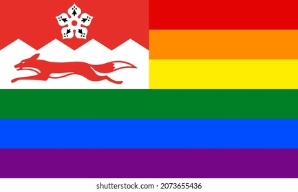 Leicestershire- und Regenbogenflaggen. Vektorgrafik-Verhältnis 3:5
