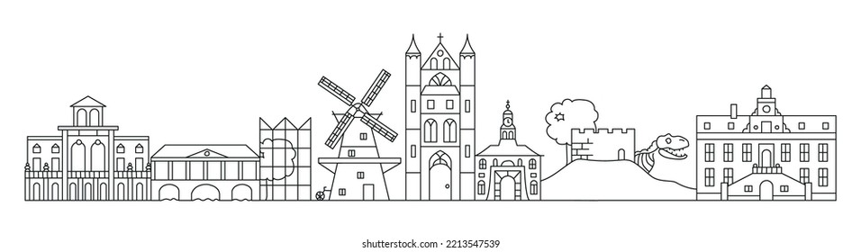 Leiden city scape vector illustration