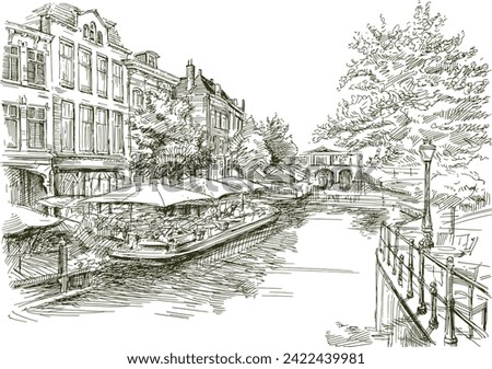 Leiden, hand drawn vector illustration